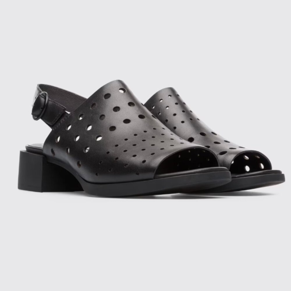 Camper Twins Black Perforated Leather Sandals size 39 US 9 | out of production